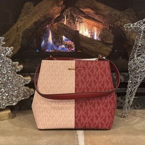 Michael Kors Two-Tone Maroon and Pink Shoulder Bag